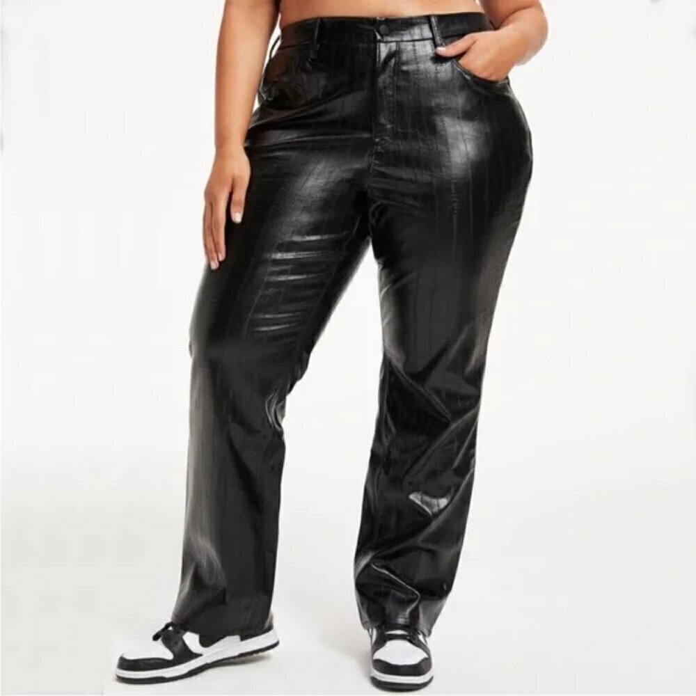 Good American Better Than Leather 90s Faux Leather Pants Size 15